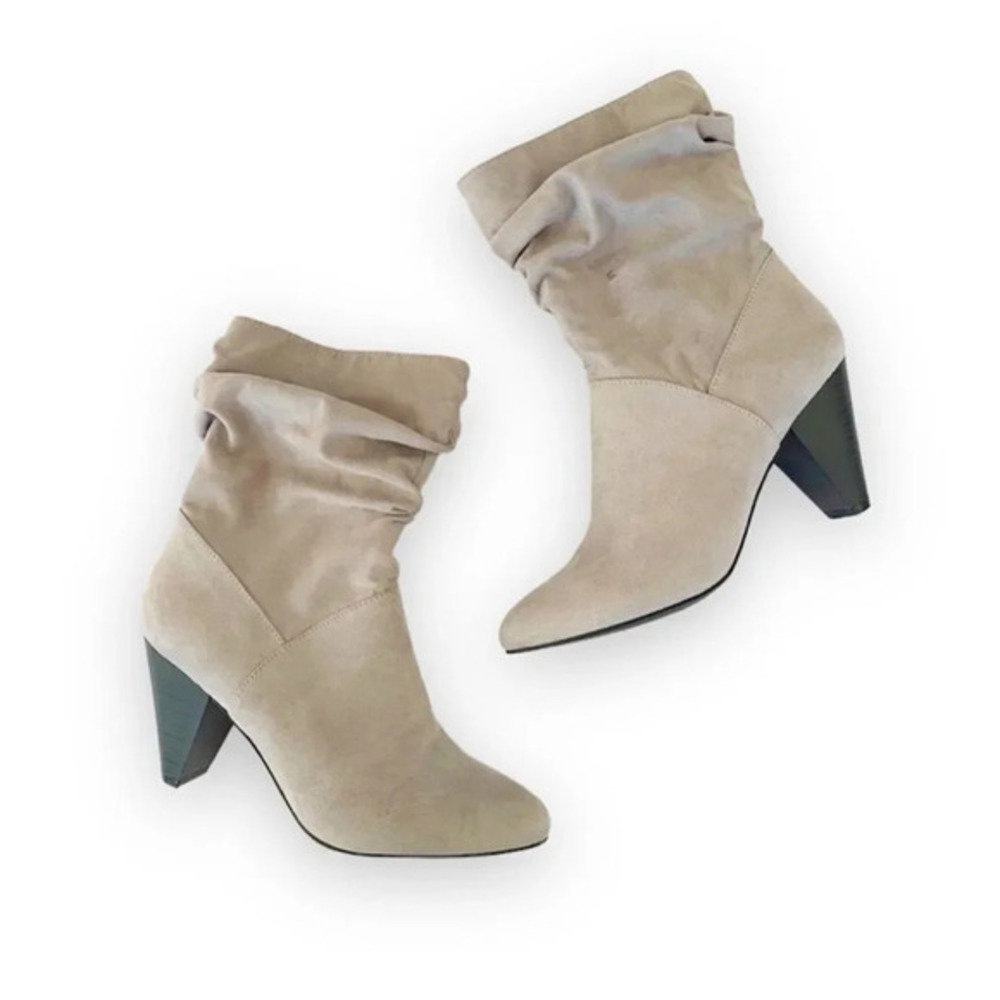 Kaari Blue Kensie Grey Vegan Suede Slouchy High Heel Ankle Boot Size 6‎ Women’s